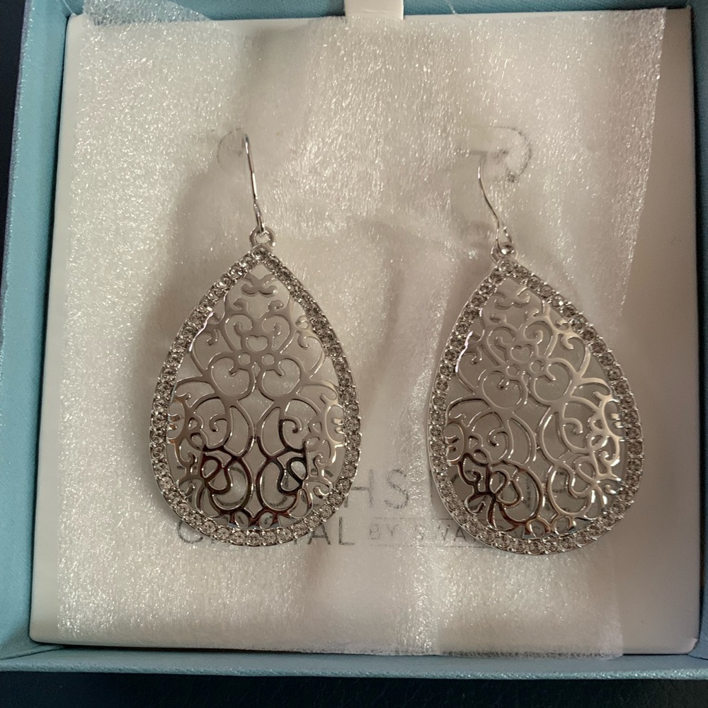Touchstone Crystal  sterling silver Lacewoek earrings